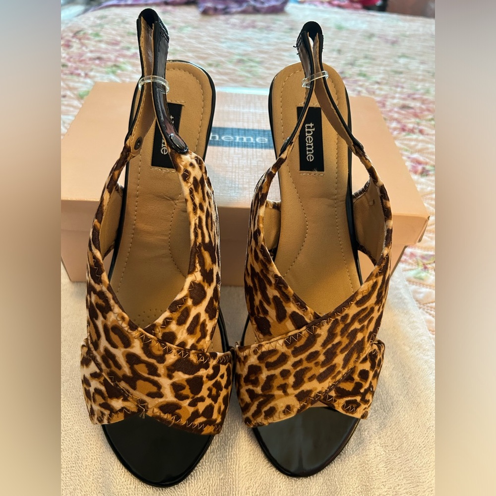 A pair of leopard classy theme shoes.